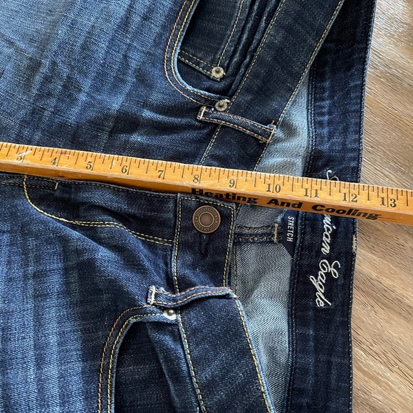 American Eagle Outfitters Dark Blue Rolled Cuff Denim Shorts Bermuda Sz 14 Mid - Picture 8 of 8